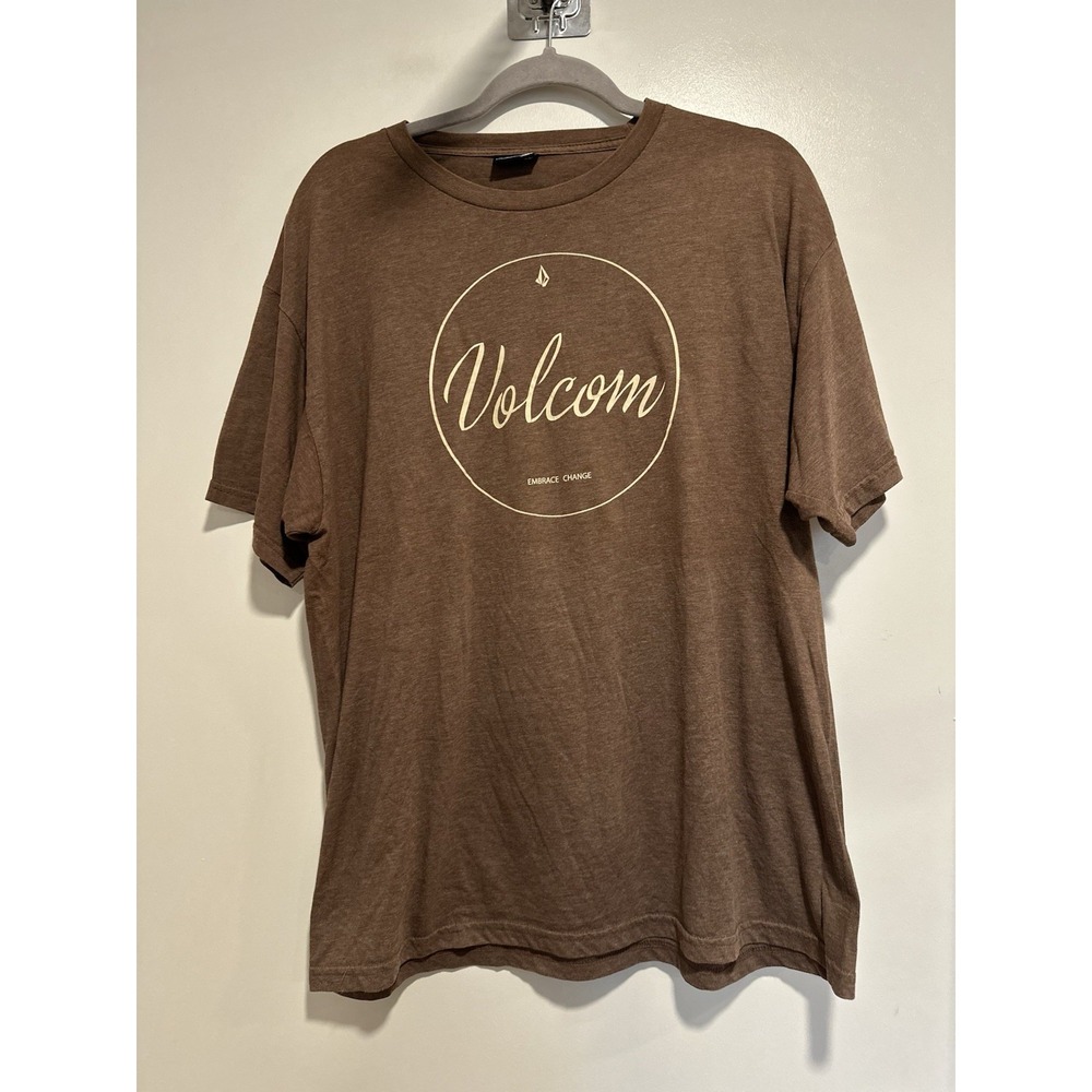 Volcom Y2K Skater Graphic Tee Sz:XL Brown Embrace Change T-Shirt Cotton Blend